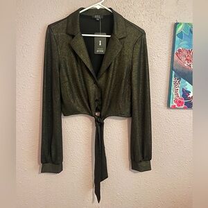 NWT Privy Glittery Cropped Long Sleeve